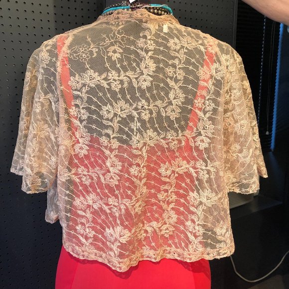 VINTAGE CREAM LACE BOLERO STYLE S/S JACKET - Picture 5 of 8